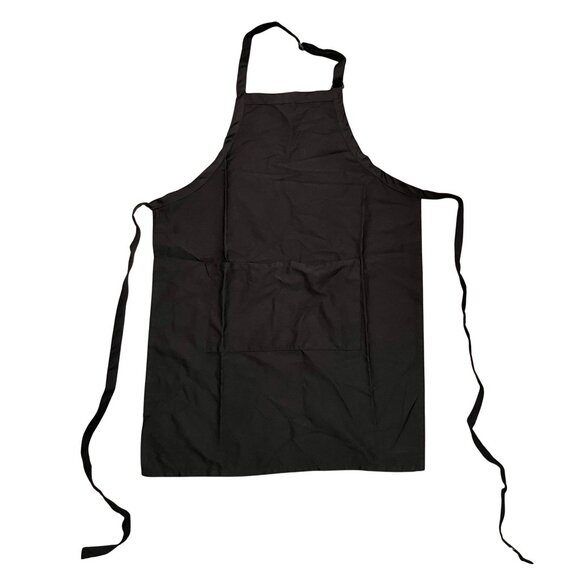 NWOT Durable Black 2 Pockets Back Tie Bib Apron Restaurant Home Chef Cook - Picture 1 of 4
